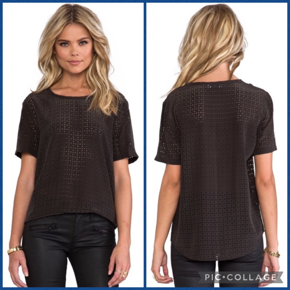 Equipment Riley Laser Cut Silk Tee Blouse Top